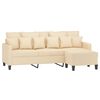 vidaXL Canap&eacute; &agrave; 3 places avec repose-pieds Cr&egrave;me 180 cm Tissu