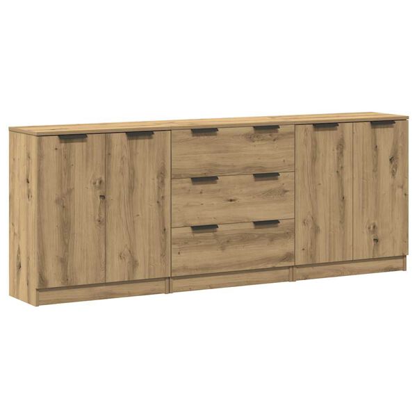 vidaXL Buffets 3 pcs ch&ecirc;ne artisanal 60x30x70 cm bois d'ing&eacute;nierie