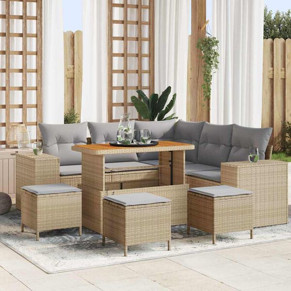 vidaXL Ensemble de canap&eacute; de jardin 9 pcs Beige et Gris clair