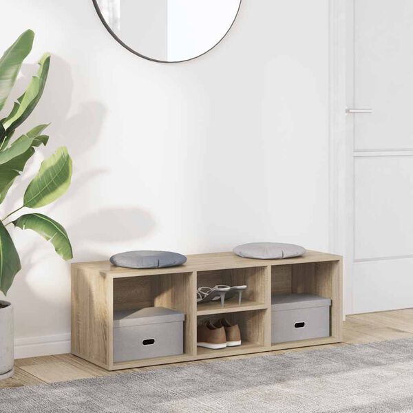 vidaXL Banc de rangement &agrave; chaussures Ch&ecirc;ne sonoma Bois d&rsquo;ing&eacute;nierie