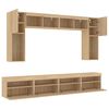 vidaXL Ensemble de meubles TV muraux 8pcs et lumi&egrave;res LED ch&ecirc;ne sonoma