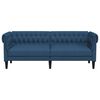 vidaXL Canapé Chesterfield 3 places bleu tissu