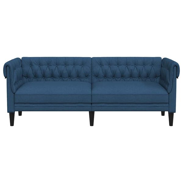 vidaXL Canapé Chesterfield 3 places bleu tissu