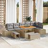 vidaXL Ensemble de canap&eacute; de jardin 9 pcs Beige Poly rotin