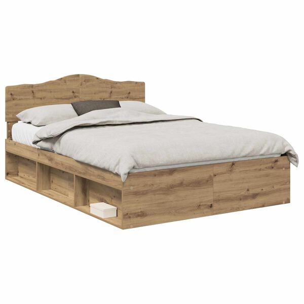 vidaXL Cadre de lit Ch&ecirc;ne artisan 140 x 190 cm Bois de pin massif