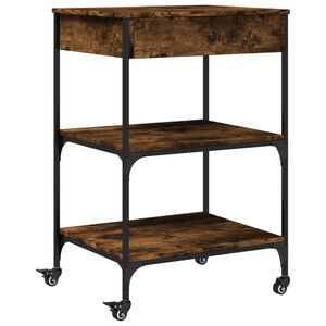 vidaXL Chariot de cuisine ch&ecirc;ne fum&eacute; 60x48x89,5 cm bois d'ing&eacute;nierie
