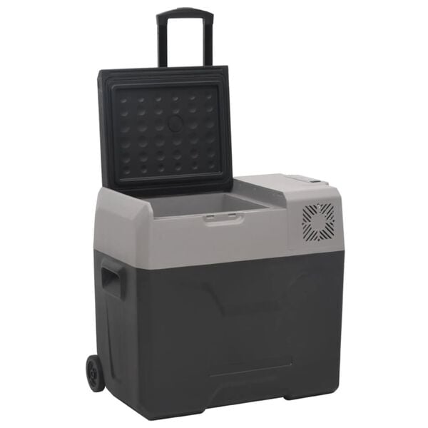 vidaXL Glacière avec roue et adaptateur noir et gris 40L polypropylène