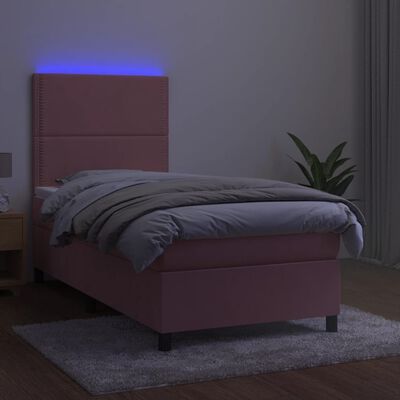 vidaXL Sommier à lattes de lit avec matelas LED Rose 80x200 cm Velours