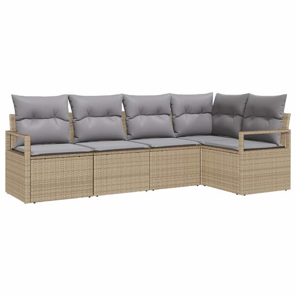 vidaXL Ensemble de Canap&eacute;s avec coussin 5 pcs Beige polyrotin