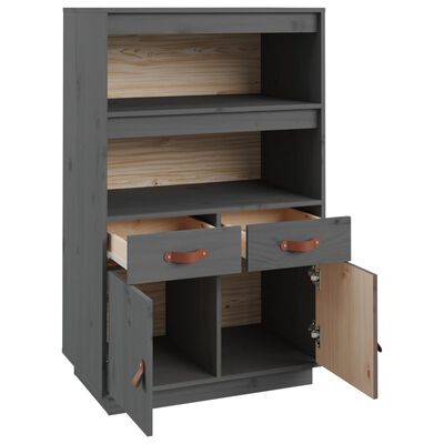 vidaXL Buffet haut Gris 67x40x108,5 cm Bois massif de pin