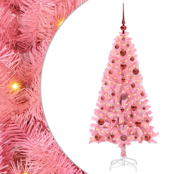 vidaXL Sapin de Noël avec 150 LED avec support Rose 120 cm PVC