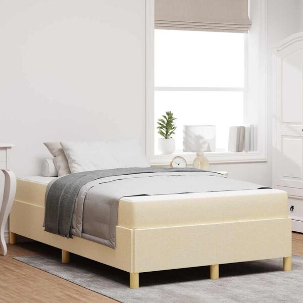 vidaXL Cadre de lit avec matelas Cr&egrave;me 120 x 200 cm tissu
