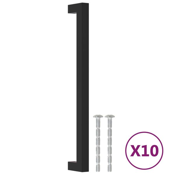 vidaXL Poign&eacute;es d'armoire 10 pcs noir 224 mm acier inoxydable