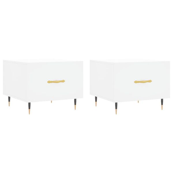 vidaXL Tables basses 2 pcs blanc 50x50x40 cm bois d'ingénierie