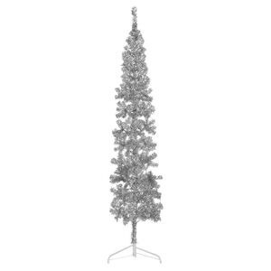 vidaXL Demi sapin de No&euml;l artificiel mince avec support Argent&eacute; 210 cm