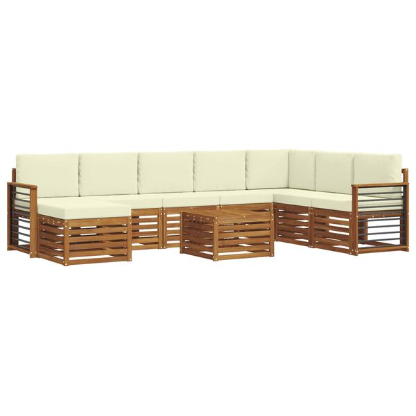 vidaXL Ensemble de canap&eacute; d'angle avec coussin 9 pcs Naturel et Cr&egrave;me