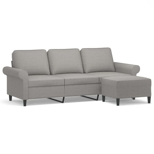 vidaXL Canap&eacute; &agrave; 3 places avec repose-pieds Gris clair 180 cm Tissu