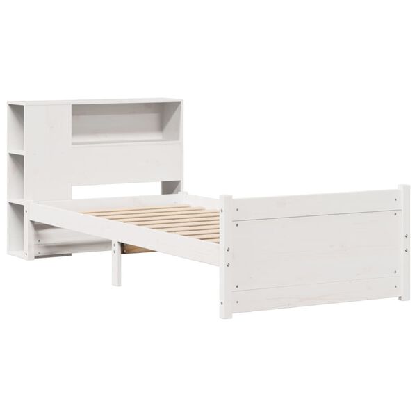 vidaXL Lit biblioth&egrave;que sans matelas blanc 100x200 cm bois pin massif