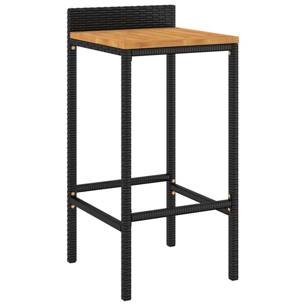 vidaXL Tabourets de bar lot de 2 noir r&eacute;sine tress&eacute;e et bois d'acacia