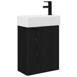 vidaXL Meuble de salle de bain avec robinet Ch&ecirc;ne noir