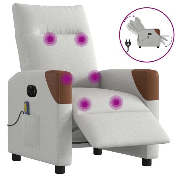 vidaXL Fauteuil de massage inclinable &eacute;lectrique gris nuage tissu