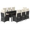 vidaXL Ensemble &agrave; manger de jardin 9pcs coussins noir r&eacute;sine tress&eacute;e