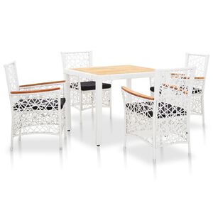 vidaXL Salon de jardin 5 pcs r&eacute;sine tress&eacute;e blanc