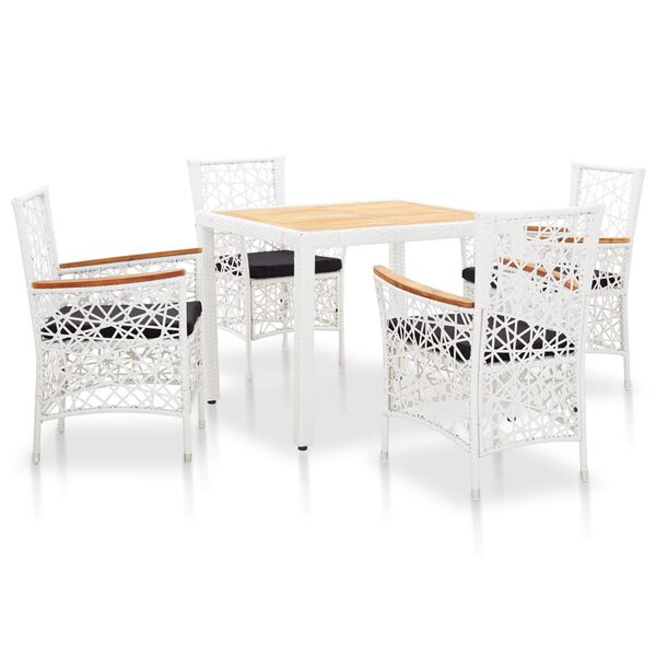 vidaXL Salon de jardin 5 pcs r&eacute;sine tress&eacute;e blanc