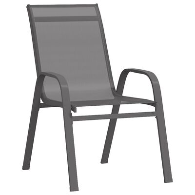 vidaXL Chaises empilables de jardin lot de 4 Gris Tissu textilène