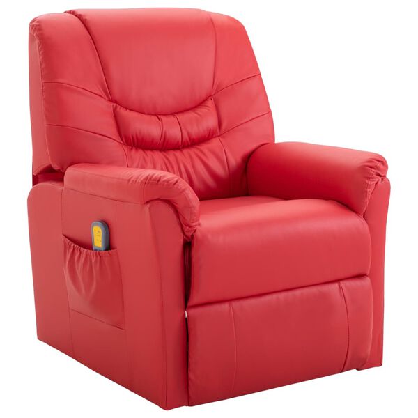 vidaXL Fauteuil de massage inclinable Rouge Similicuir