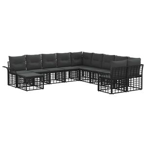 vidaXL Ensemble de canap&eacute;s d'ext&eacute;rieur 11 pc Noir et Gris fonc&eacute;