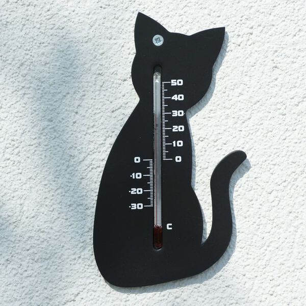 Nature Thermom&egrave;tre mural d'ext&eacute;rieur Chat Noir