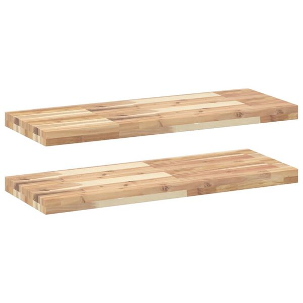 vidaXL &Eacute;tag&egrave;res flottantes 2 pcs 100x30x4 cm acacia massif non trait&eacute;