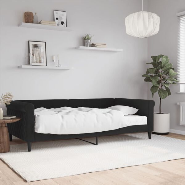 vidaXL Lit de jour avec matelas noir 100x200 cm velours