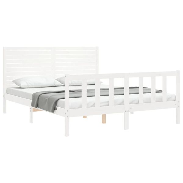 vidaXL Cadre de lit sans matelas blanc 160x200 cm bois de pin massif