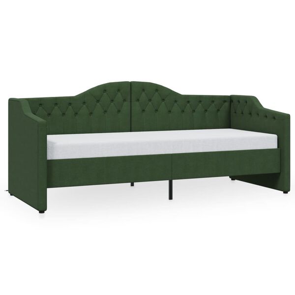 vidaXL Lit avec matelas et &eacute;clairage USB Vert fonc&eacute; Tissu 90x200 cm