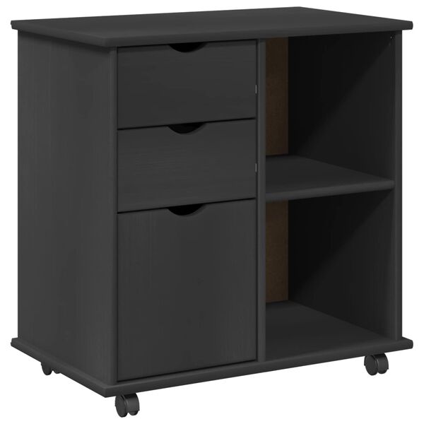 vidaXL Cabinet roulant Gris 63,5 x 39 x 65,5 cm Bois de Pin Massif