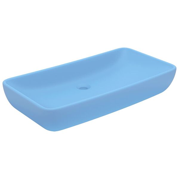 vidaXL Lavabo de luxe rectangulaire Bleu clair mat 71x38 cm Céramique