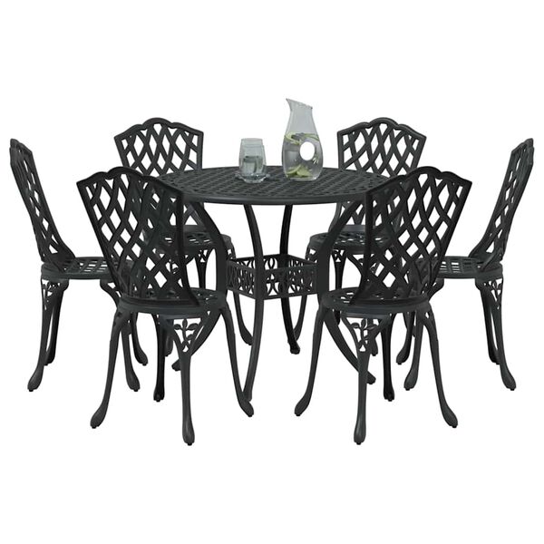 vidaXL Ensemble de salle à manger pour jardin 7 pcs Noir