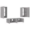 vidaXL Unit&eacute;s murales TV avec LED 4 pcs gris sonoma bois d'ing&eacute;nierie