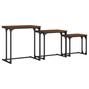 vidaXL Tables basses gigognes 3 pcs ch&ecirc;ne marron bois d'ing&eacute;nierie