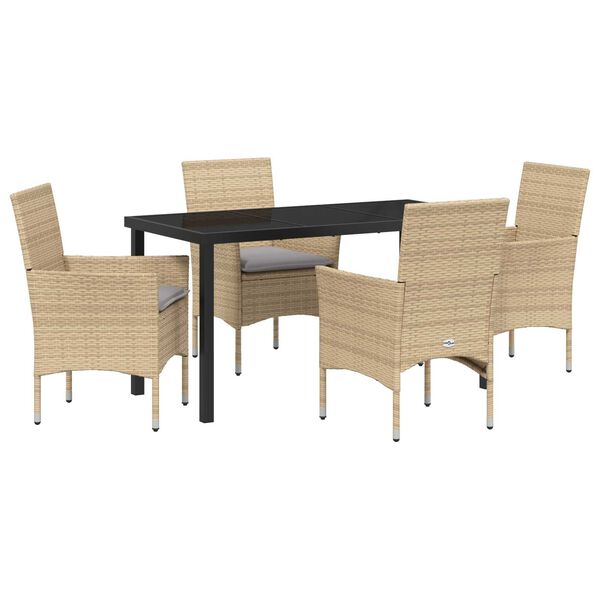 vidaXL Ensemble de salle &agrave; manger pour jardin 5 pcs Beige polyrotin