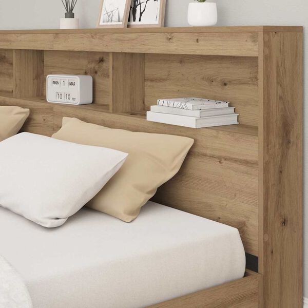 vidaXL T&ecirc;te de lit de rangement avec &eacute;tag&egrave;re Ch&ecirc;ne artisanal 180 cm