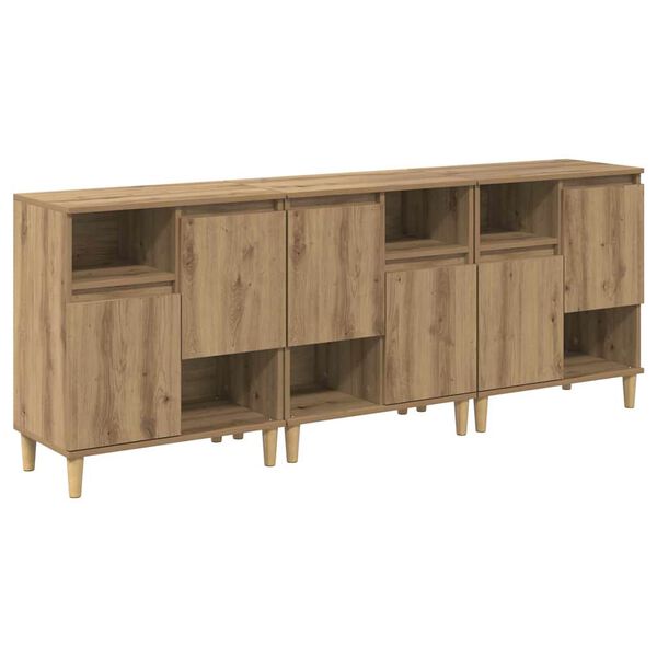 vidaXL Buffets 3 pcs Ch&ecirc;ne artisanal 60 x 35 x 70 cm Bois d'ing&eacute;nierie