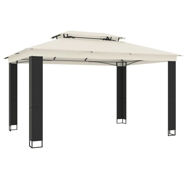 vidaXL Tonnelle &agrave; double toit cr&egrave;me 3,94x2,96 m acier