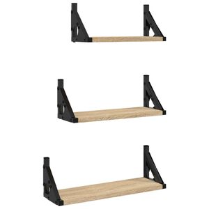 vidaXL Ensemble d'&eacute;tag&egrave;res murales 3pcs ch&ecirc;ne sonoma bois d'ing&eacute;nierie