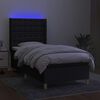 vidaXL Sommier &agrave; lattes de lit matelas et LED Noir 90x200 cm Tissu