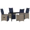 vidaXL Ensemble table et chaises avec coussin 5 pcs Gris Rotin PE