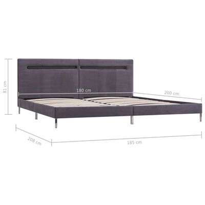 vidaXL Cadre de lit avec LED sans matelas gris 180x200 cm tissu