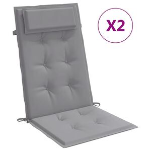 vidaXL Coussins de chaise &agrave; dossier haut lot de 2 gris tissu oxford